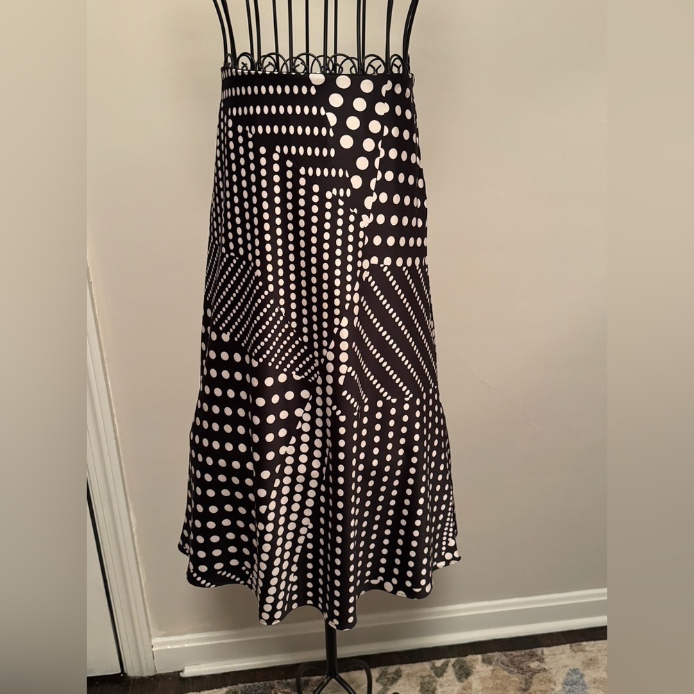 Express Black and White Geometric Midi Skirt
